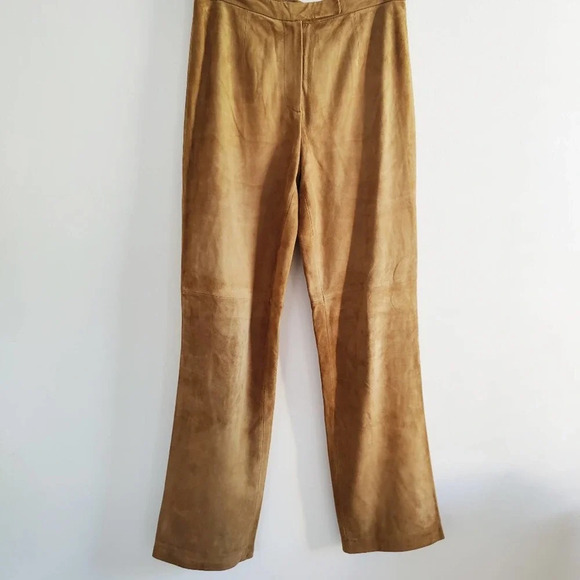 - Real Clothes Leather Pants / Saks Fifth Avenue / Camel / Size 6 - Picture 1 of 7